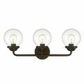 Designers Fountain Knoll 24in 3-Light Oil Rubbed Bronze Retro Modern Indoor Vanity Light with Clear Glass Shades 95903-ORB